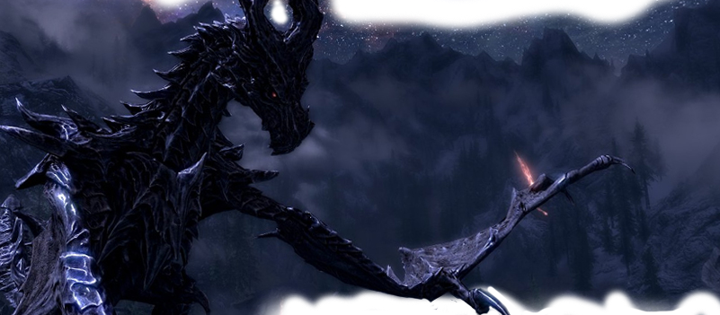 Skyrim Alduin (801x351), Png Download