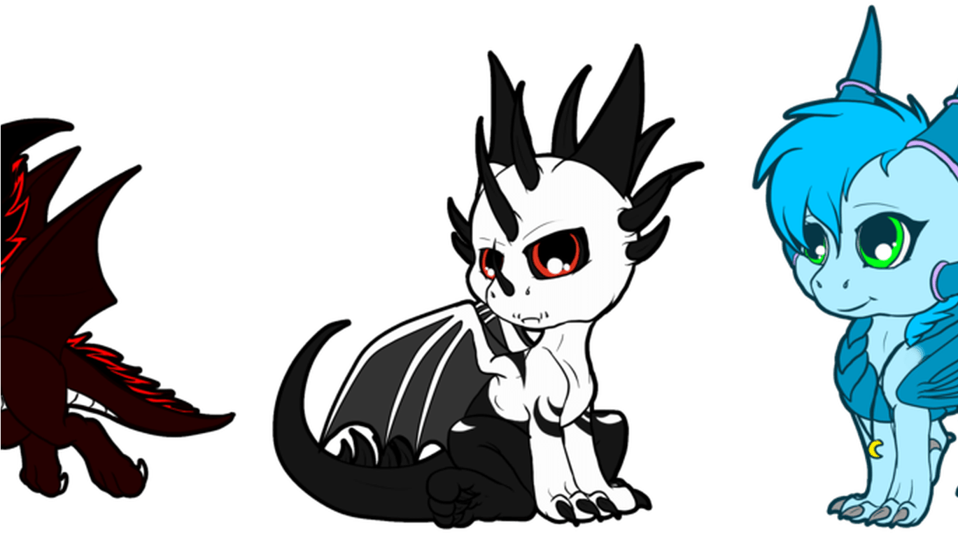 Cute Chibi Dragon Set1 Contest By Anais Thunder Pen - Chibi (1368x855), Png Download