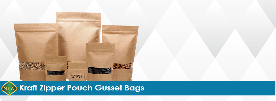 Kraft Zipper Pouches - Bag (940x345), Png Download