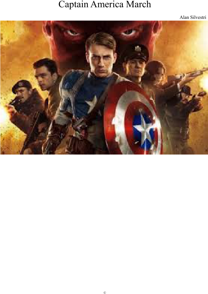 Captain America March Sheet Music Composed By Alan - Captain America: The First Avenger (850x1100), Png Download