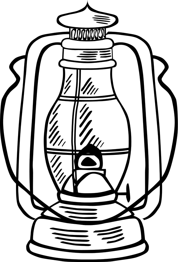 Drawn Lamps Colouring Page - Lamp Clipart Black And White (555x816), Png Download
