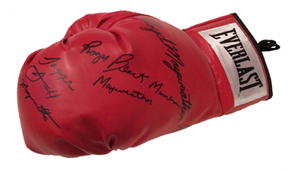 Floyd Mayweather Sr - Roberto Duran Signed Everlast Boxing Glove Insc Manos (600x600), Png Download