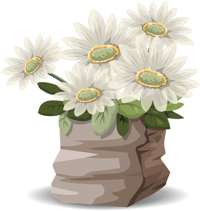 Daisy Clipart Flower Bouquet - ช่อ ดอกไม้ สี ขาว Png (671x720), Png Download
