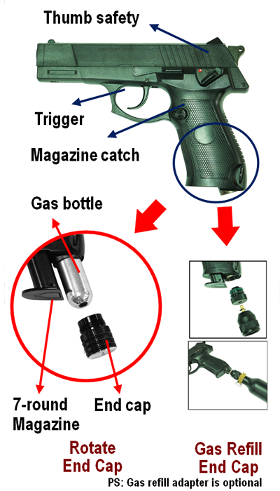Part Name - Gi Menace .50 Cal Magfed Paintball Pistol (400x700), Png Download