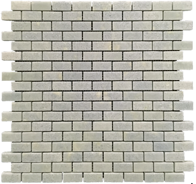 Blue Celeste 5/8" X 1 1/4" Mini Brick Mosaic - Carrara White Italian Carrera Marble Subway Brick Mosaic (640x603), Png Download