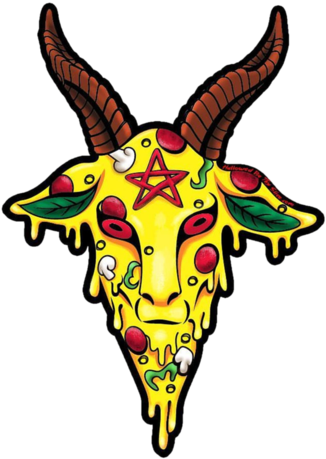 Pizza Baphomet Sticker - Baphomet Pizza (588x600), Png Download