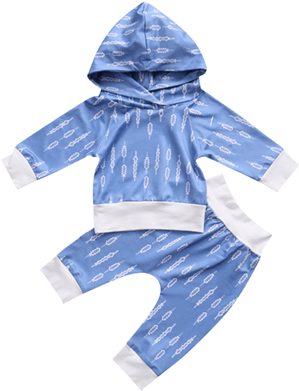 Petite Bello Clothing Set 0-6 Months Blue Arrow Hooded - Hoodie (600x600), Png Download