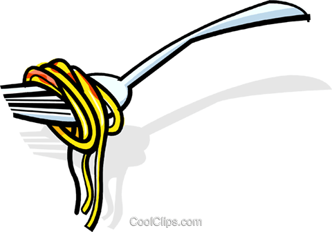 Spaghetti On A Fork Royalty Free Vector Clip Art Illustration - Spaghetti Wrapped Around A Fork (480x336), Png Download