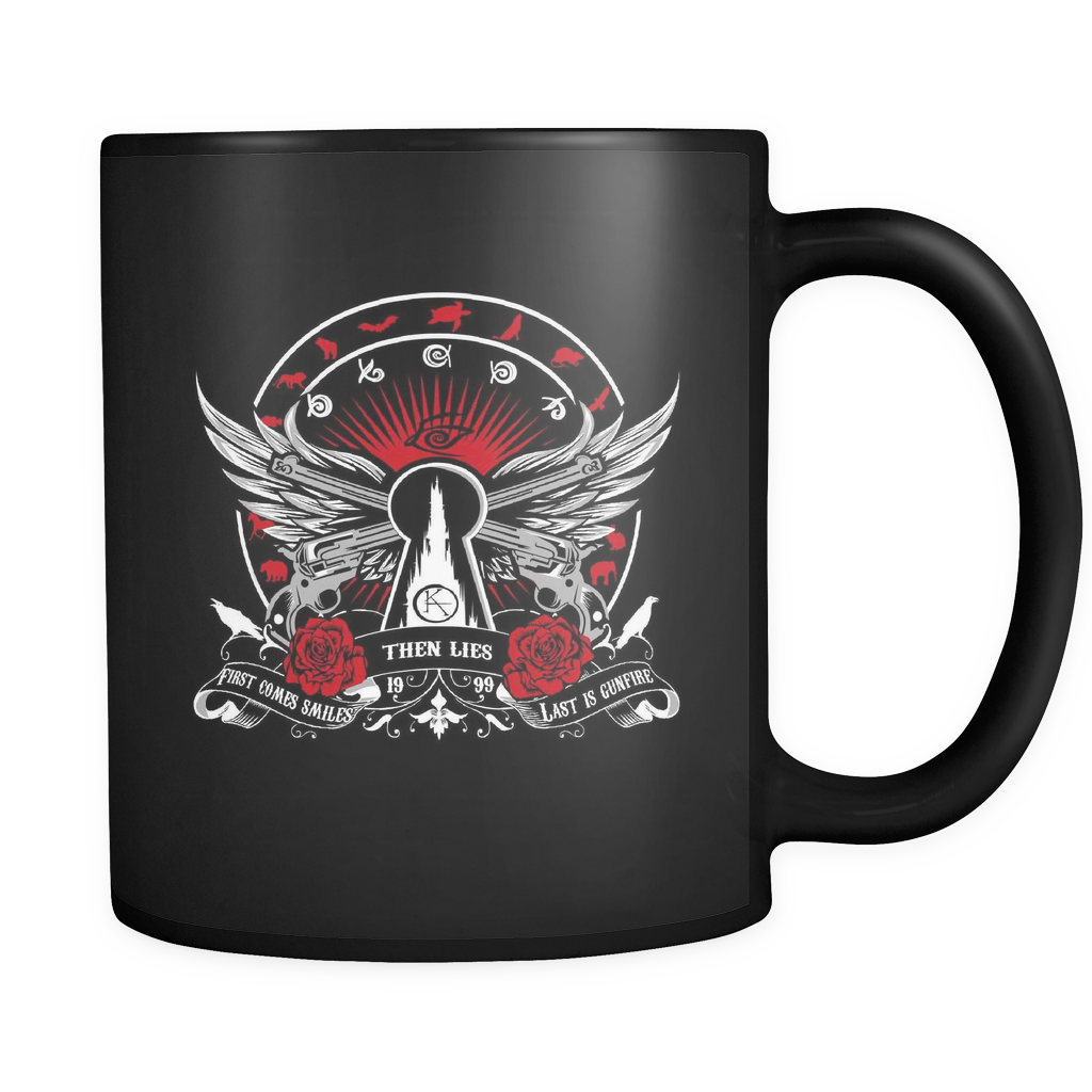 First Comes Smiles, Then Lies, Last Is Gunfire Mugs - Never Mind The Witch Beware Of The Cat Shirt (1024x1024), Png Download