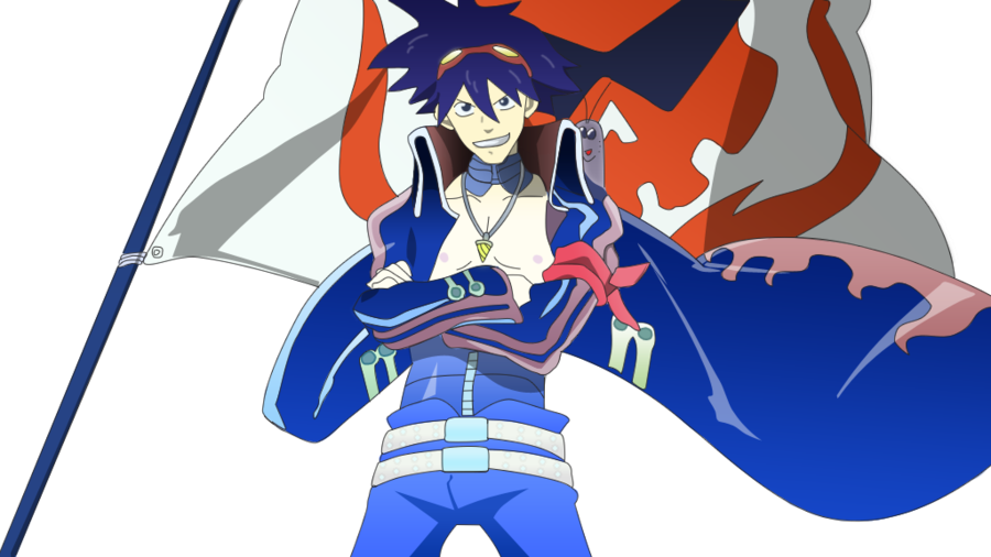 Egoraptor Drawing Gurren Lagann Svg Library - Tengen Toppa Gurren Lagann Simon (900x506), Png Download