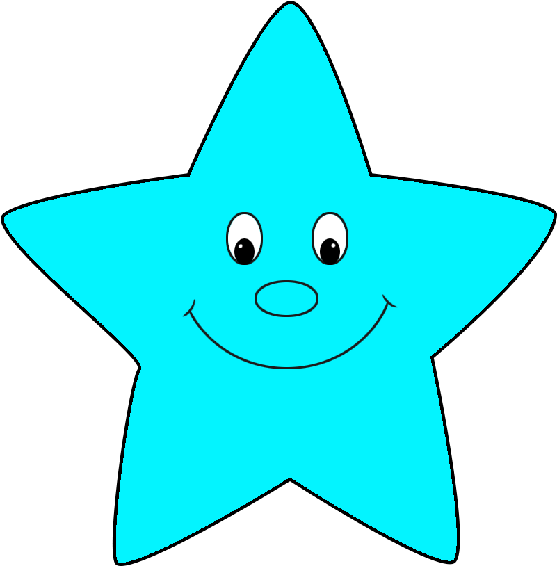 Clipart Neon Green Cartoon Light Blue Style - Blue Stars Clipart (861x908), Png Download
