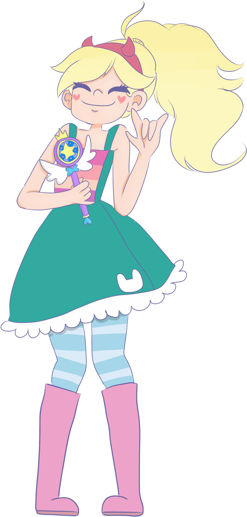 Ponytail Clipart Cute Star - Star Butterfly Deviantart Ponytail (900x1776), Png Download