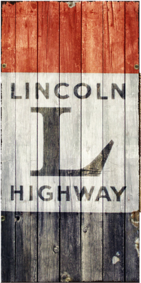 Old Lincoln Highway Sign Canvas - Plank (600x600), Png Download