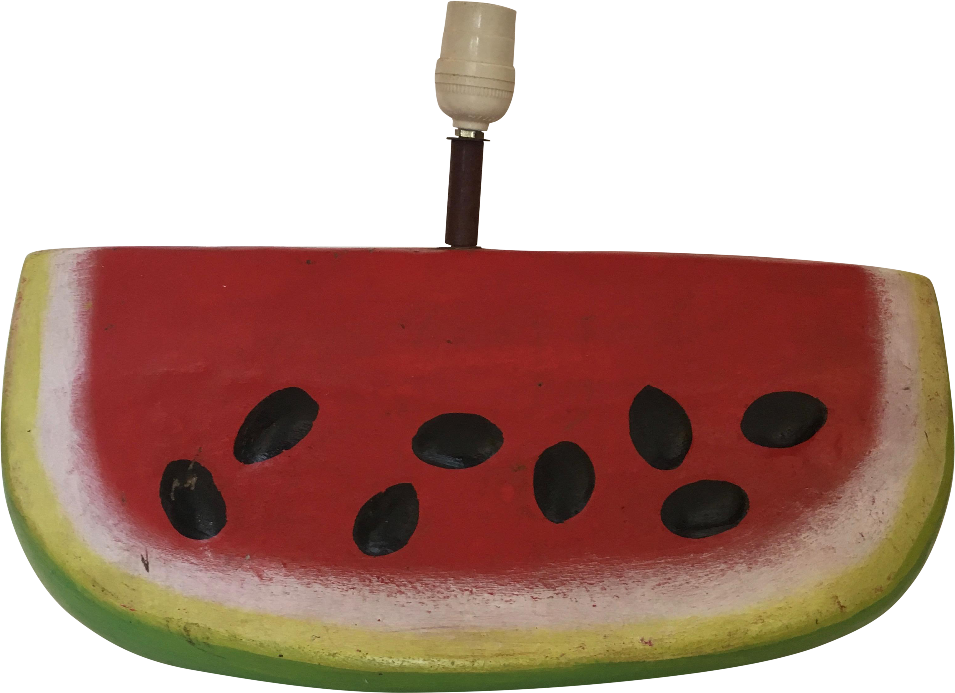 Vintage Terra Cotta Watermelon Slice Lamp - Watermelon (3419x2482), Png Download