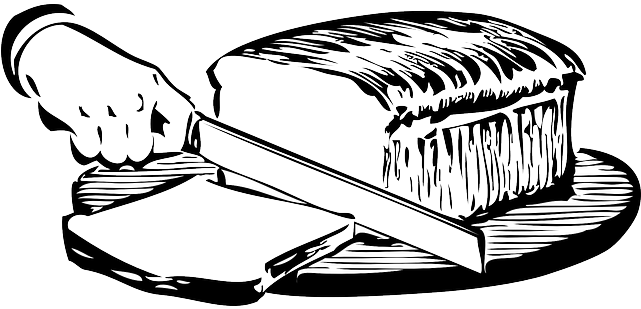 Black, Food, Slice, Bread, Outline, Hand, White - Slice Clipart Black And White (640x320), Png Download