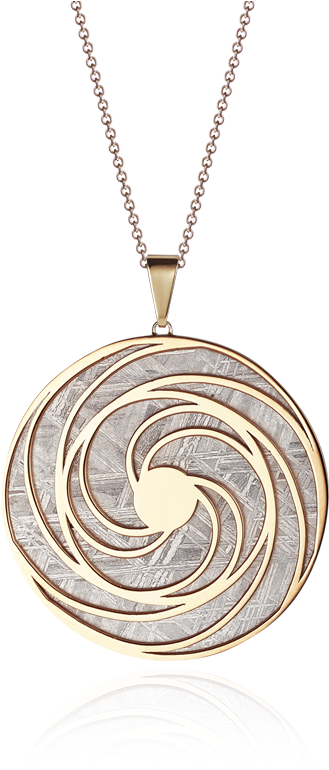 Meteorite Crop Circle Swirl Pendant In Yellow Gold - Locket (1000x1000), Png Download