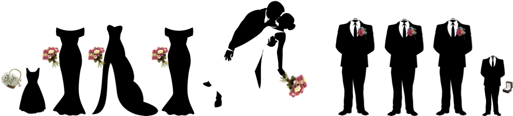 Clipart Royalty Free Stock Bridal Silhouette Clip Art - Bridal Party Silhouette Png (1075x302), Png Download