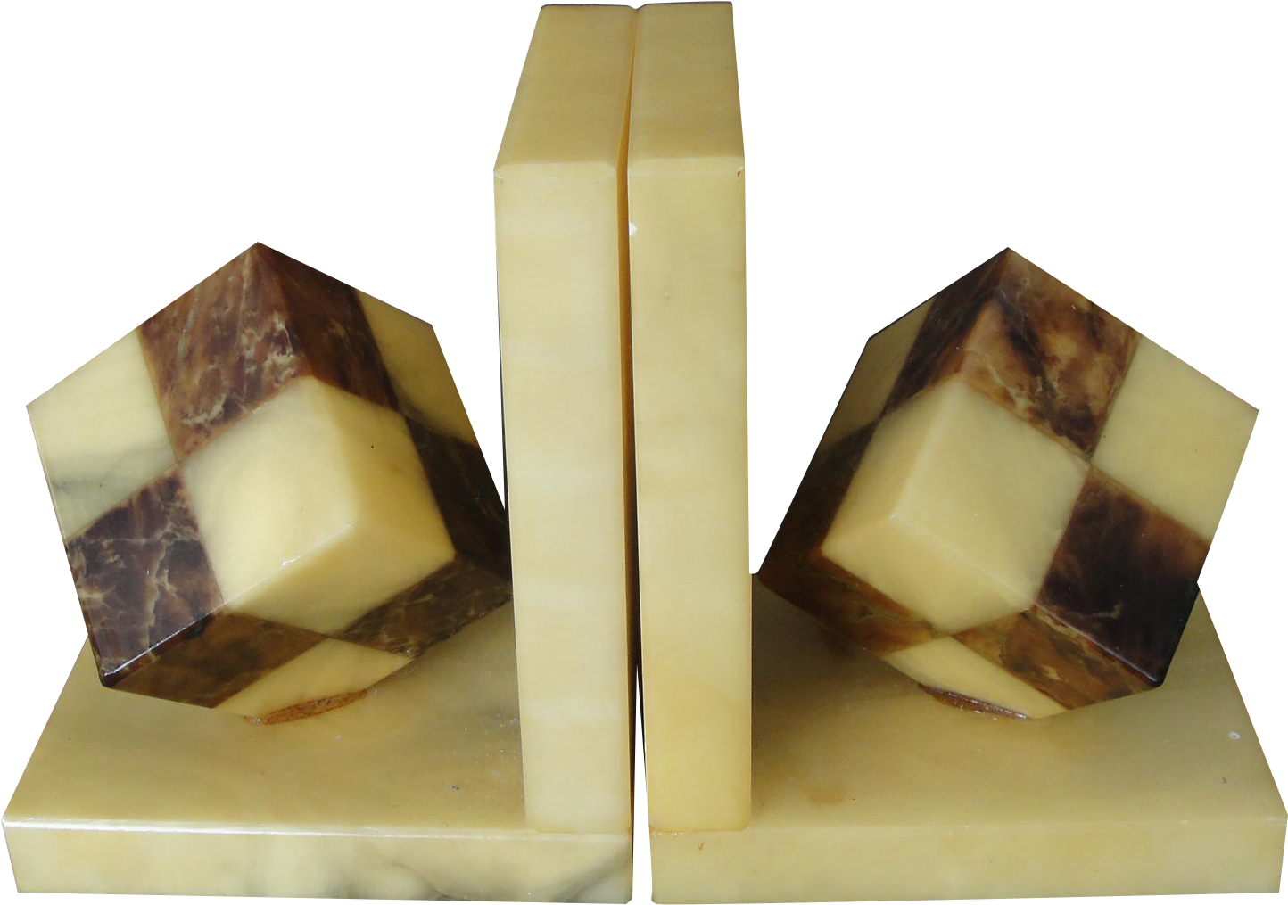 Vintage Italian Hand Carved Alabaster Cube Bookends - Crystal (1603x1127), Png Download