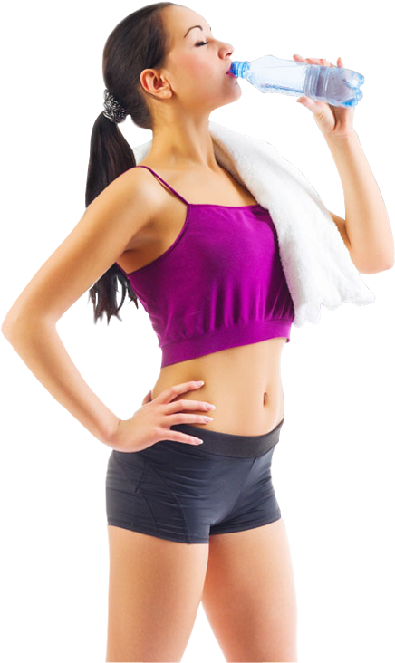 Fitness Woman Drinking Water After Running - Woman Drinking Water Png (450x740), Png Download