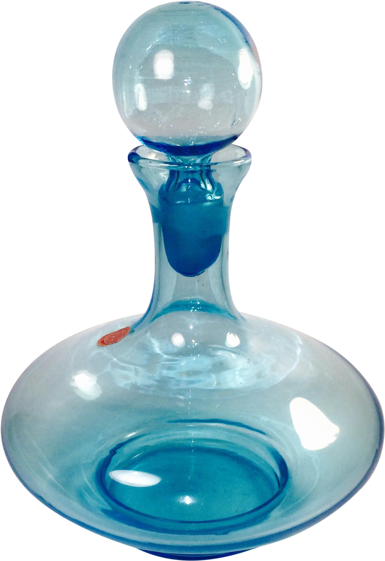 Italian Hand Blown Blue Glass Decanter On Chairish - Decanter (1496x2177), Png Download
