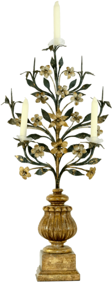 Pair Of 19th Century Italian Hand-wrought Polychromed - Brass (600x600), Png Download