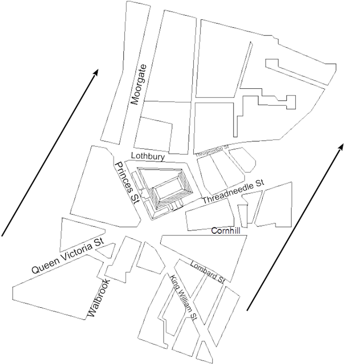 City Of London, Bank Area With Wind Direction - Technical Drawing (1000x750), Png Download