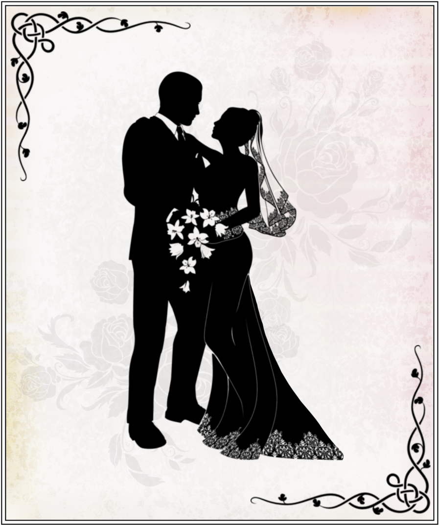 Wedding Silhouette Couple Clipart Wedding Invitation (900x1079), Png Download