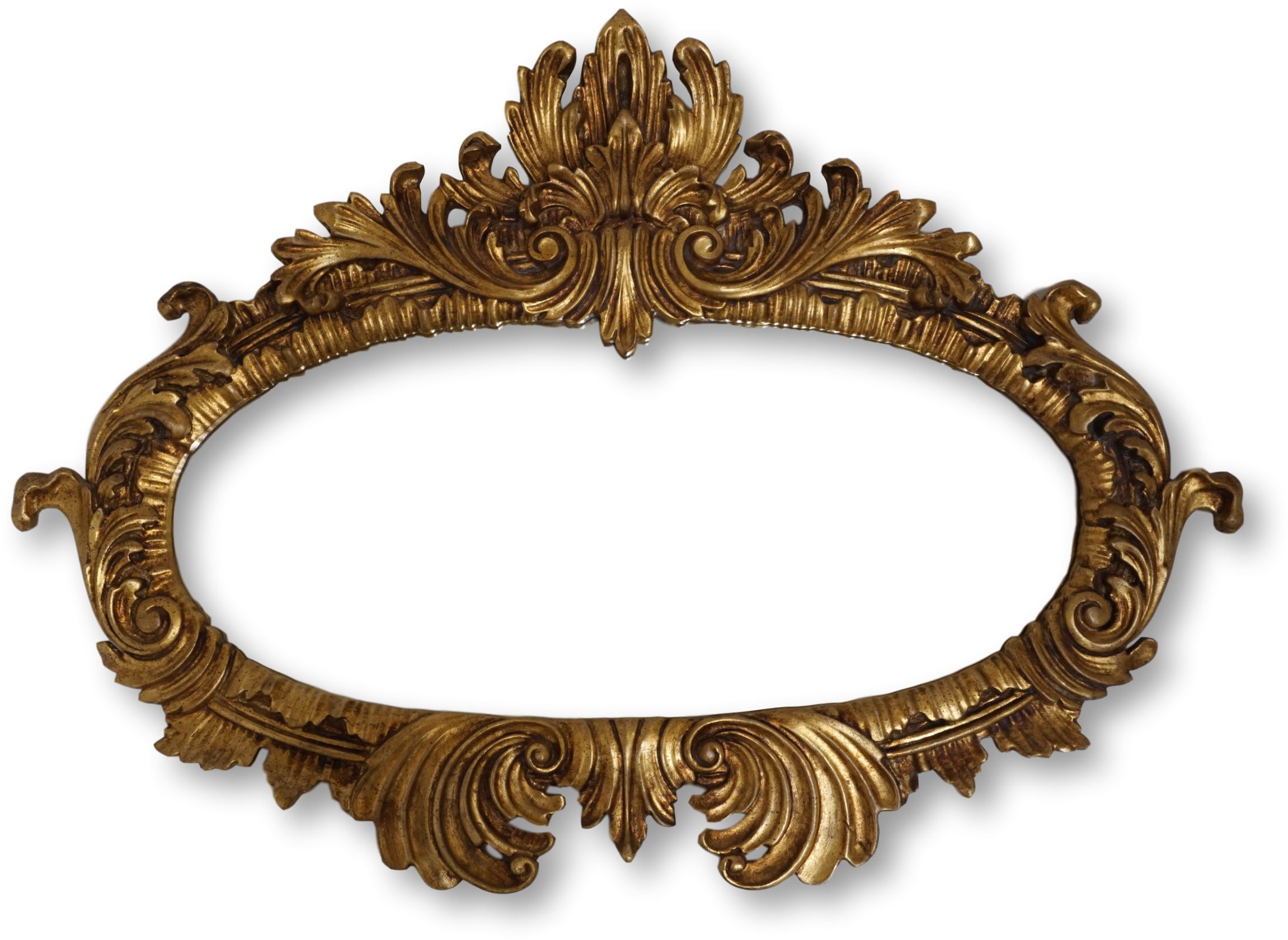 Italian Hand Carved Oval Gold Acanthus Mirror - Gold (2423x2424), Png Download