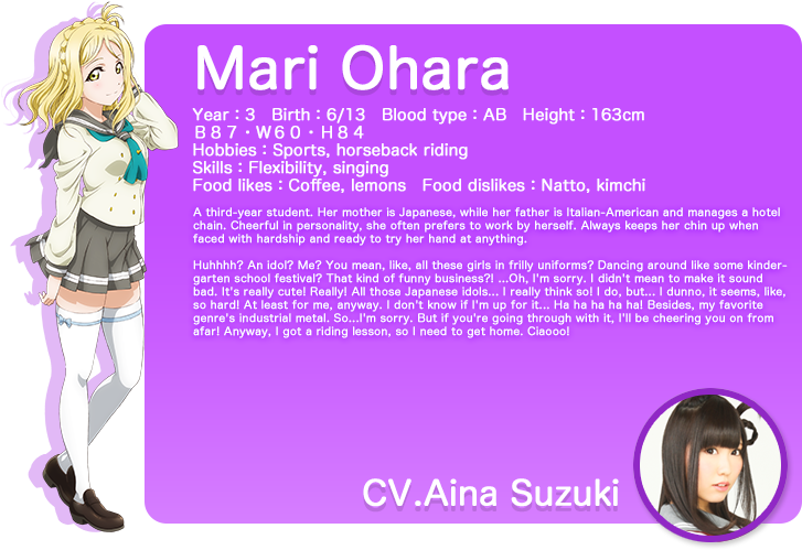 Sunshine Translated Character Intro - Love Live Sunshine Bio (784x600), Png Download