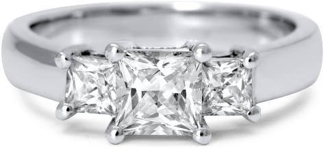 3-stone Princess Engagement Ring - Pre-engagement Ring (500x500), Png Download