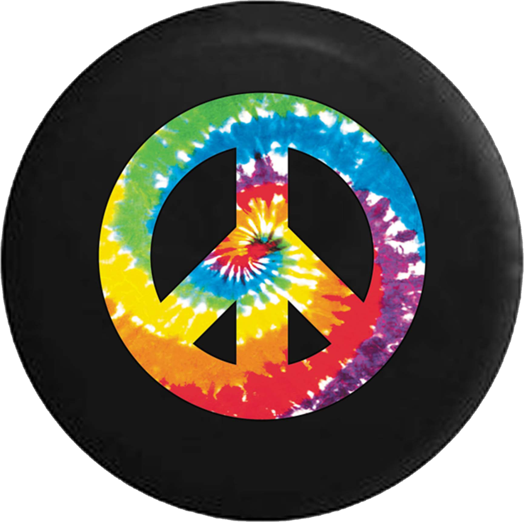 Peace Sign Tie Dye Hippie Love Jeep Camper Spare Tire - Jeep Wrangler Peace Sign Tire Cover (1024x1020), Png Download