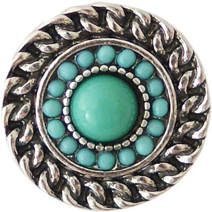 Chunk Snap Charm Antique Rope Border Turquoise Center - Circle Of Squares (500x500), Png Download
