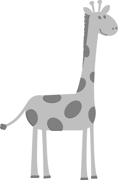 Gray Giraffe Clip Art - Red And Black Giraffe (390x597), Png Download
