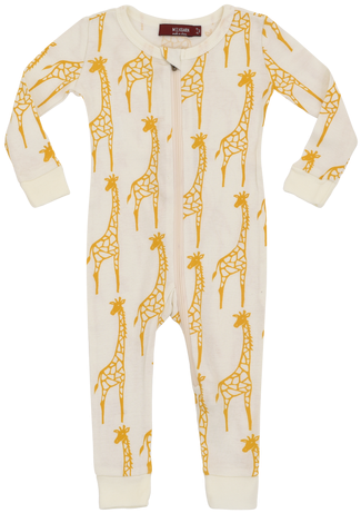 Organic Zip Romper, Yellow Giraffe - Pajamas (500x500), Png Download