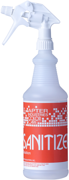 32 Oz Spray Bottle Labeled Sanitizer - Bottle (450x675), Png Download