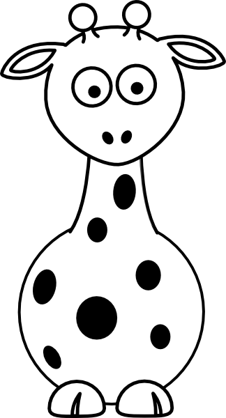 Baby Giraffe Clip Art Black And White - Animals Clipart Black And White (324x600), Png Download