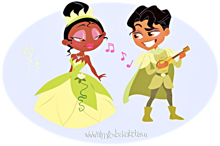 Walt Disney-figuren Hintergrund Titled Walt Disney - Tiana And Naveen Fan Art (500x423), Png Download