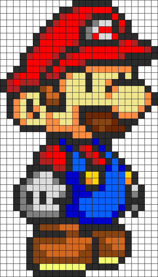 Mario Perler Bead Pattern / Bead Sprite - Mario Bros Pixel Art (505x883), Png Download