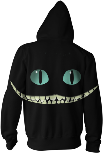 Cheshire Cat Smile Zip Hoodie - Mors Principium Est Hoodie (458x600), Png Download