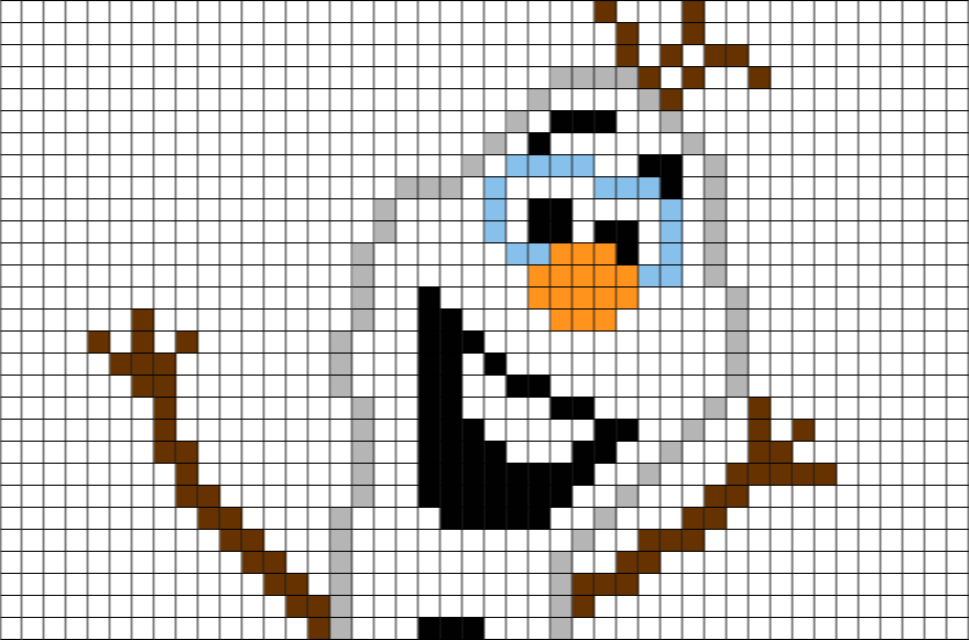 Excel Speed Draw - Pixel Art Frozen Olaf (880x581), Png Download