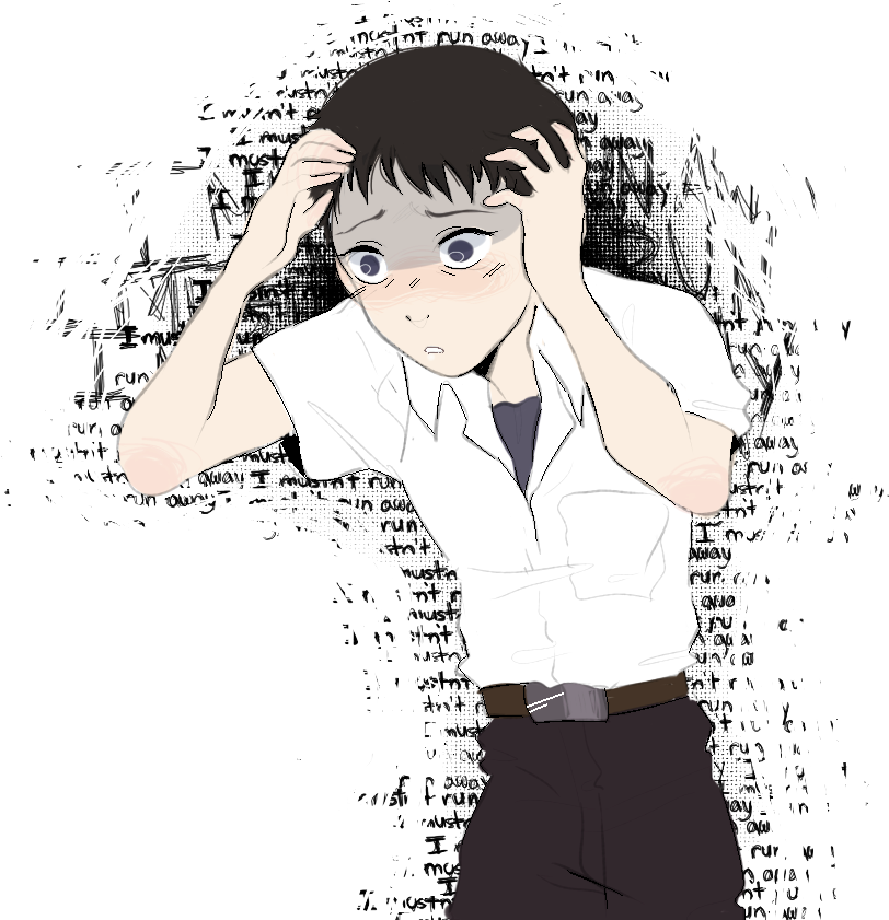 “ I Mustn't Run Away Ikari Shinji - Cartoon (830x858), Png Download