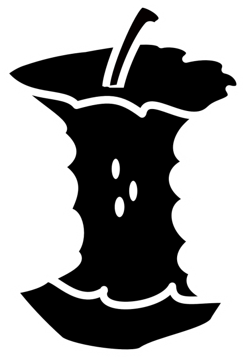 Apple - Black Apple Core (500x730), Png Download