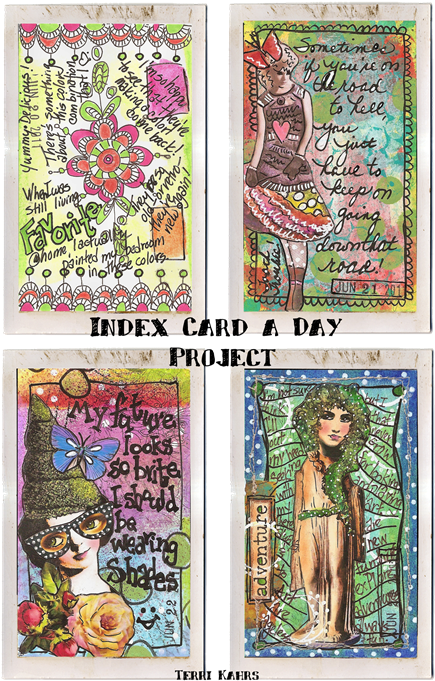 A Few More June Journal Pages Created From 3"x5" Index - Floral Design (499x699), Png Download