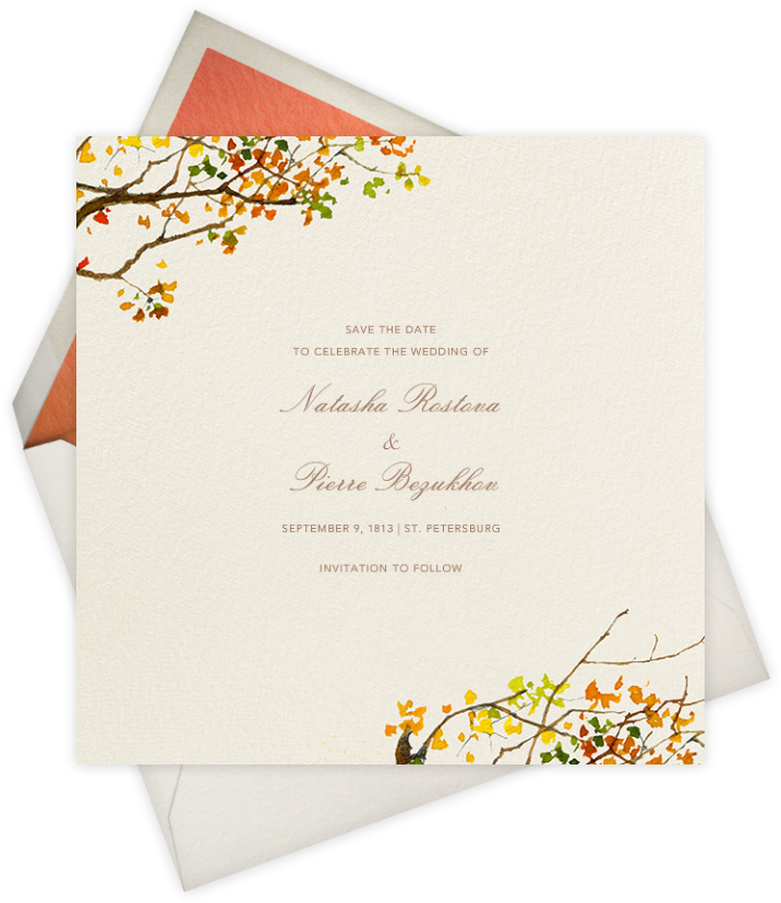 Autumn Boughs Save The Date - Wedding Envelopes Png (717x836), Png Download