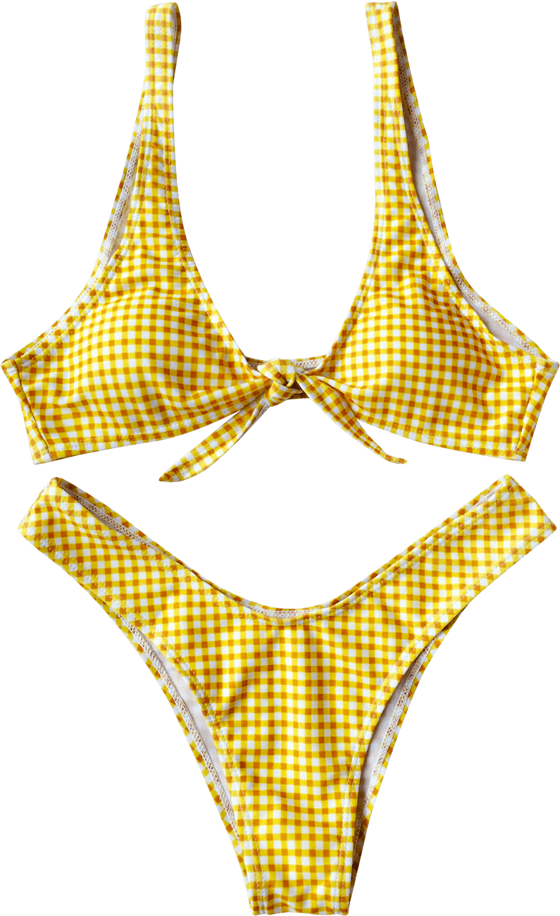 yellow checkered bathing suit