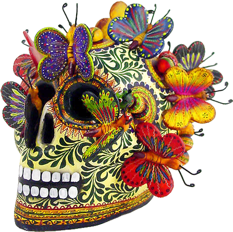 Background Png Day - Day Of The Dead Skulls Artwork (500x499), Png Download