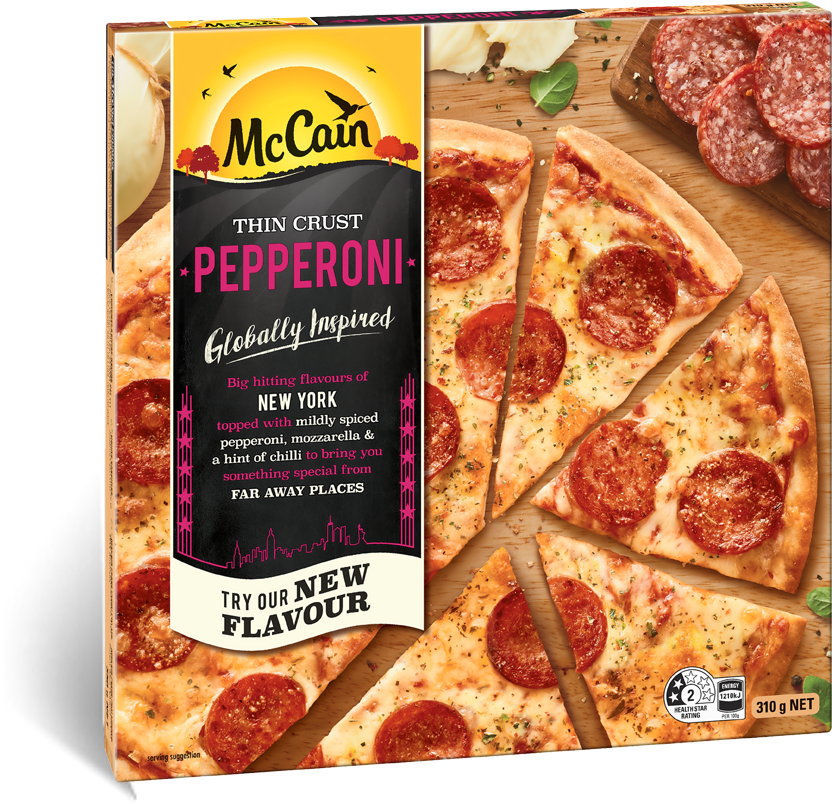 Ultra Thin Pepperoni Pizza 310g (1025x960), Png Download