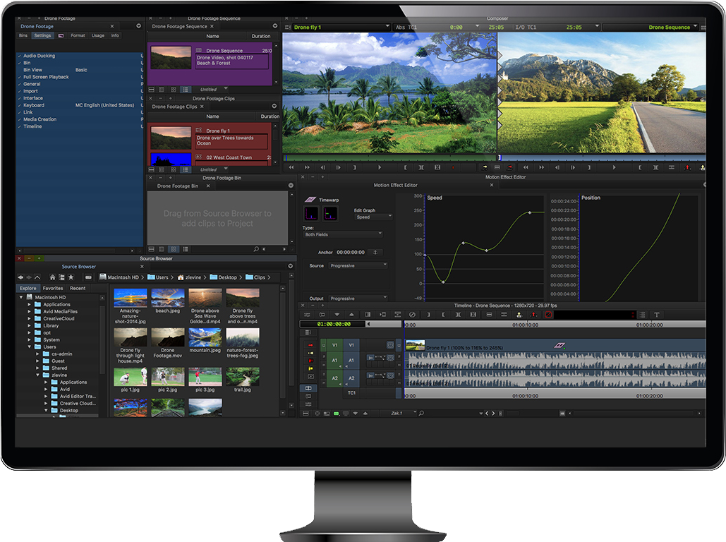 Features Media In Bins Monitor - Avid Media Composer (1390x882), Png Download