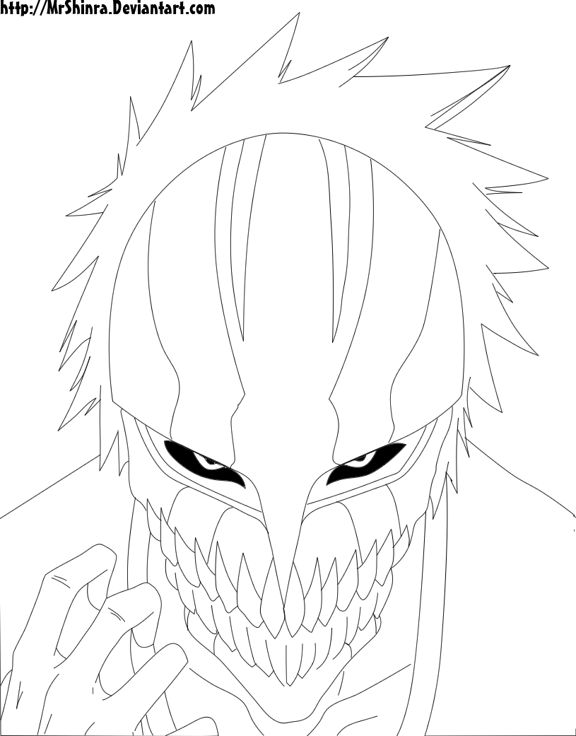 New Hollow Mask Ichigo Lineart By Mrshinra - Naruto (815x1041), Png Download