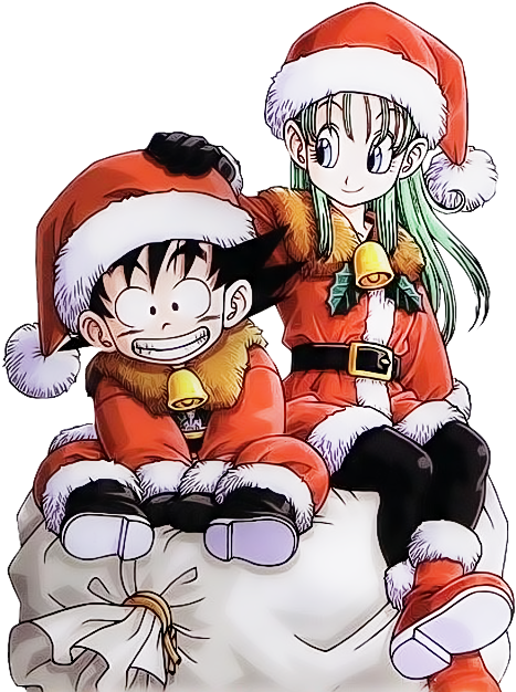 Christmas Edit Png Dragonball Dragon Ball Goku Bulma - Goku And Bulma Christmas (500x636), Png Download